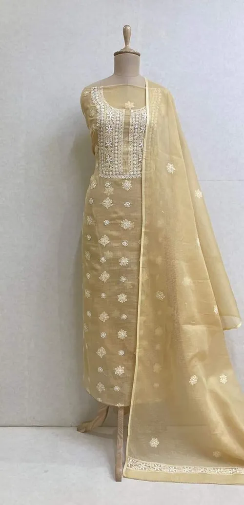 Exclusive Kota Doria Soft Cotton Unstitched Suit Set with Dupatta – Lightweight, Handcrafted Ethnic Wear for Women